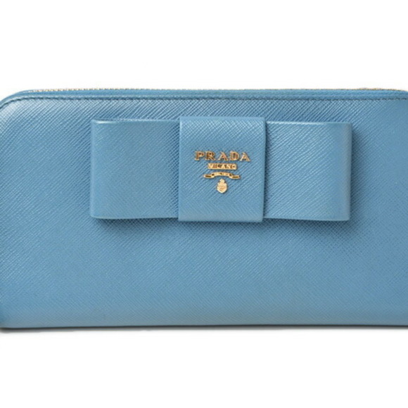 PRADA Blue Leather Saffiano Wallet - Picture 1 of 9